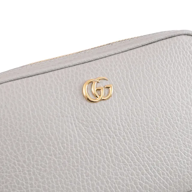 【GUCCI 古馳】GG Marmont 18.5cm 簡約雙G LOGO迷你相機包斜背包(灰)
