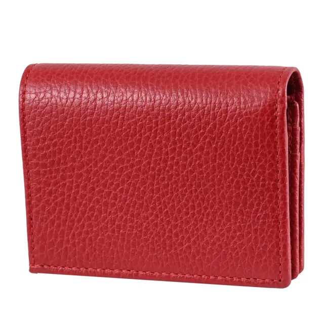 【GUCCI 古馳】GG Marmont 簡約雙G LOGO扣式零錢短夾(紅)