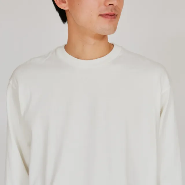 【Hanes】官方直營 男款-SHIRO 圓領長袖T卹-白色(HM4-A201-010 日規)-出清品