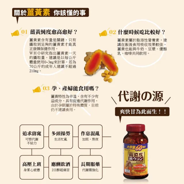 【ITOH 井藤】日本原裝 爽快甘秋薑黃錠狀食品(60日份大容量×3盒 促進新陳代謝/調整體質)