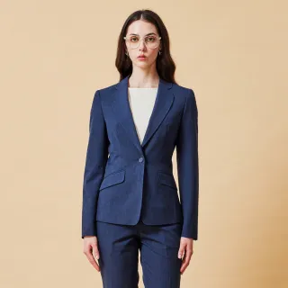 【SST&C】可機洗_霧藍色花瓣形方領修身版西裝外套-825212012171(季末折扣)