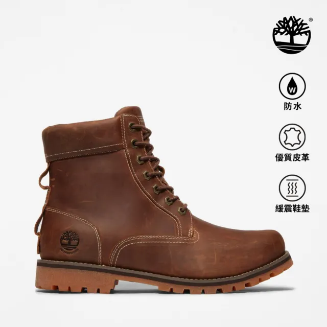 【Timberland】男款棕色戶外休閒防水靴(A2JJBF13)