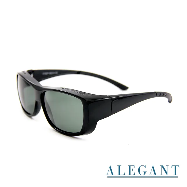 【ALEGANT】輕奢時尚透氣方框全罩式防滑彈力鏡腳偏光墨鏡/外掛式UV400太陽眼鏡-3色(台灣製造/包覆式套鏡)