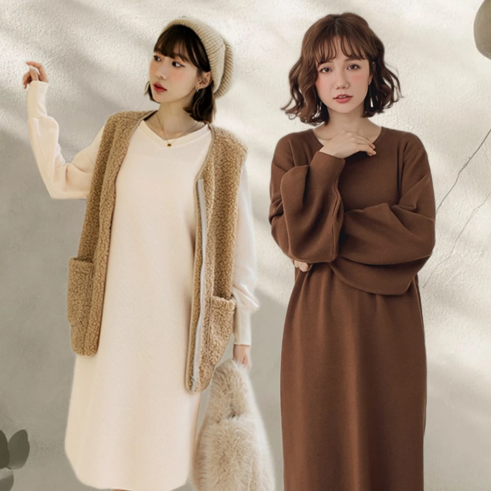 OB嚴選長袖洋裝 OB 嚴選簡約質感連身長袖洋裝,多款任選)