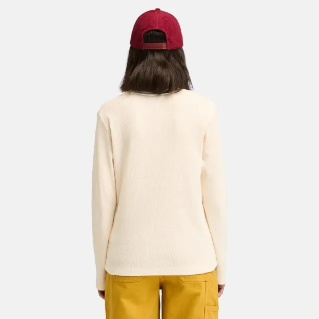 【Timberland】女款白煙色休閒長袖T恤(A6187V04)