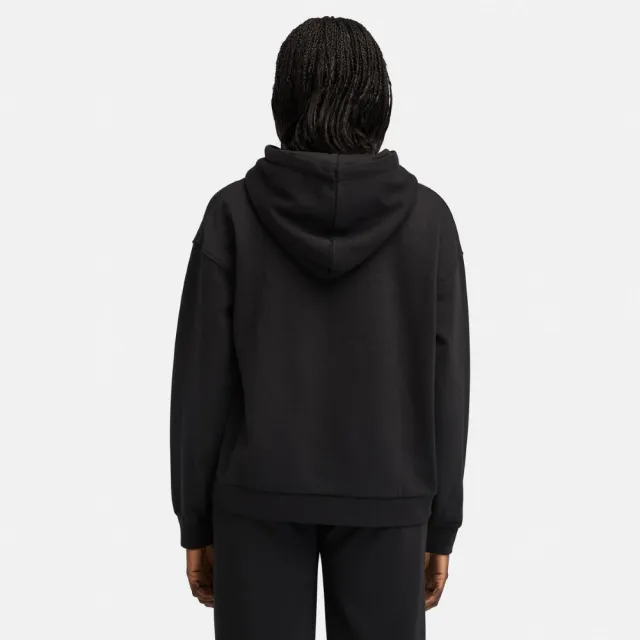 【Timberland】女款黑色寬版LOGO連帽上衣(A645Y001)
