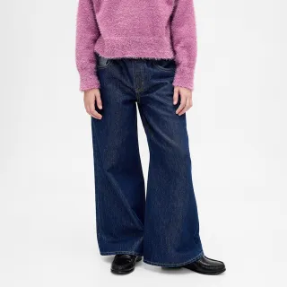 【GAP】女童裝 鬆緊牛仔褲-深色水洗(845560)