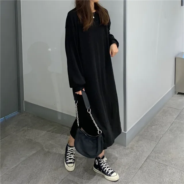 【D.studio】韓版寬鬆長版針織上衣(毛衣長袖上衣衣服保暖上衣冬天女裝 秋冬女裝發熱衣oversize S350)
