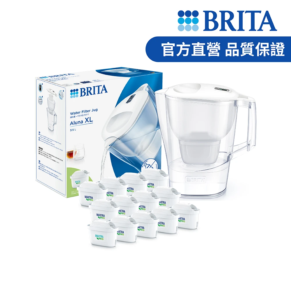 BRITA愛奴娜濾水壺 BRITA官方直營 Aluna XL愛奴娜濾水壺+MXPRO去水垢12入濾芯,共1壺13芯)