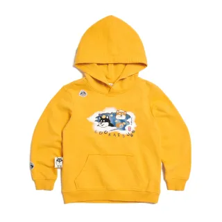 【EDWIN】江戶勝 童裝 勝太郎系列 勝太郎泡溫泉長袖連帽T恤(桔黃色)