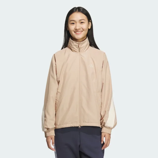 【adidas 愛迪達】外套 女 運動立領外套 亞規 WORD WV JKT 奶茶 JZ8442(其他規格)