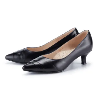 【ORIN】羊皮重疊設計尖頭中跟鞋(黑色)