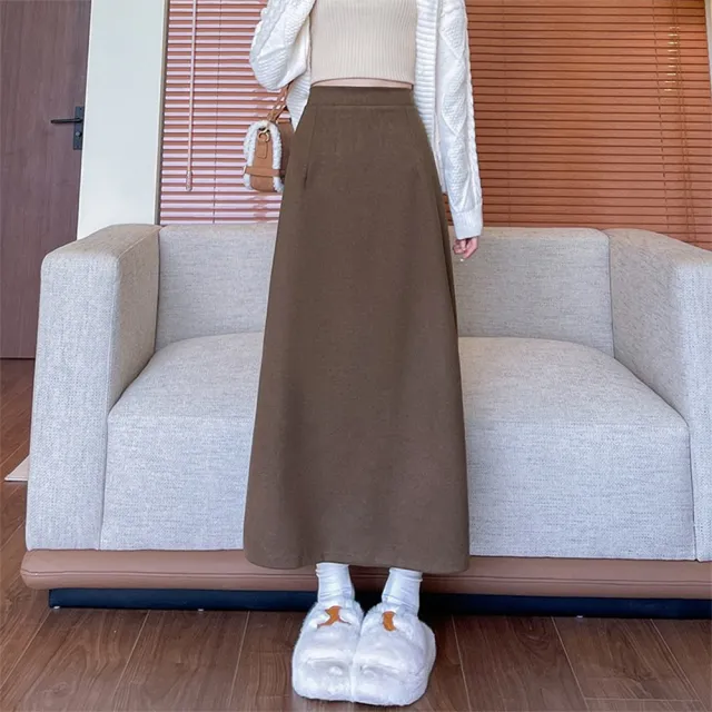 【Pure 衣櫃】純色毛呢半身開衩包臀高腰女長裙(高腰女長裙/KDSQ-8917)