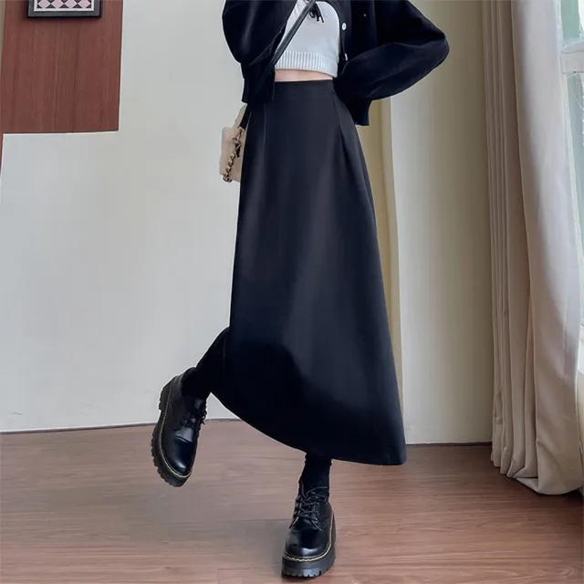 【Pure 衣櫃】純色毛呢半身開衩包臀高腰女長裙(高腰女長裙/KDSQ-8917)