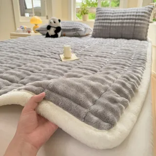 【寢聚 Sleep Club】莫蘭迪色系 塔芙絨床墊枕套組-單人款(塔芙絨 法蘭絨 保暖墊 床墊 軟床墊 床包 暖墊)