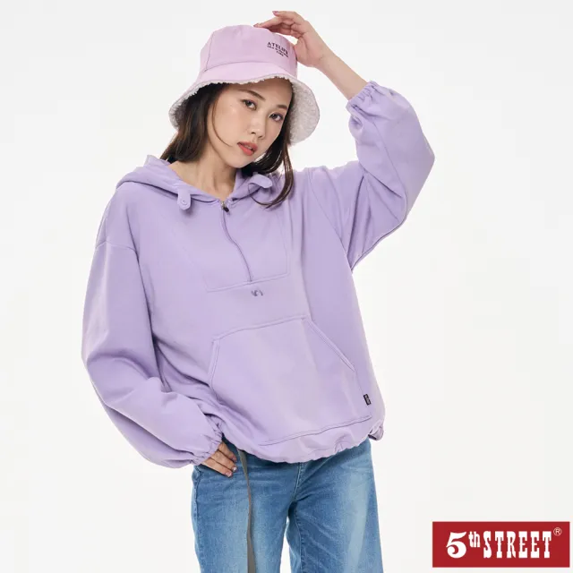 【5th STREET】雙11 女裝 長袖 帽t 連帽上衣 紫色(560955)