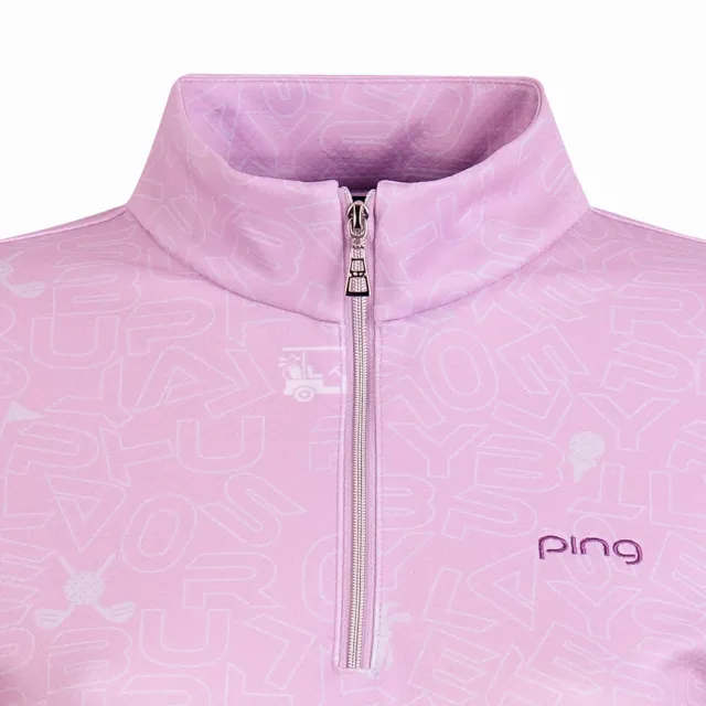 【PING】女款趣味高爾夫吸濕排汗立領上衣-粉(GOLF/高爾夫球衫/RA25219-15)