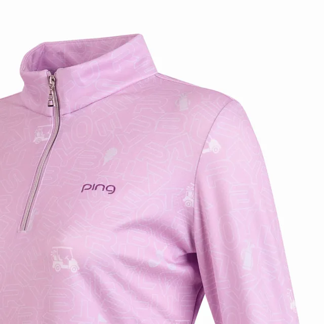 【PING】女款趣味高爾夫吸濕排汗立領上衣-粉(GOLF/高爾夫球衫/RA25219-15)