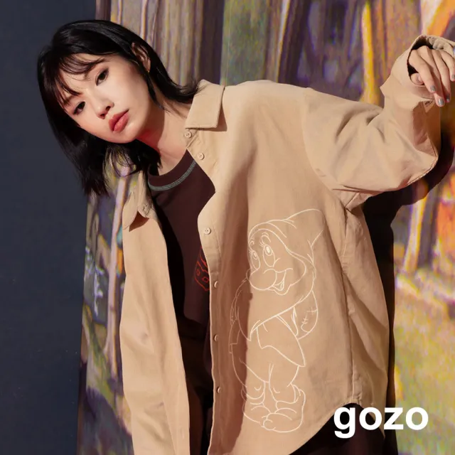 【gozo】迪士尼系列 害羞鬼立體繡花條絨長袖襯衫(兩色)