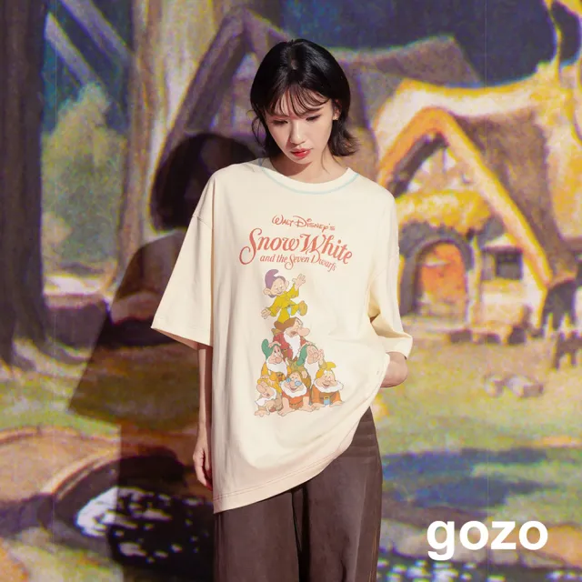 【gozo】迪士尼系列 小矮人疊疊樂抗菌厚磅寬鬆T恤(兩色)