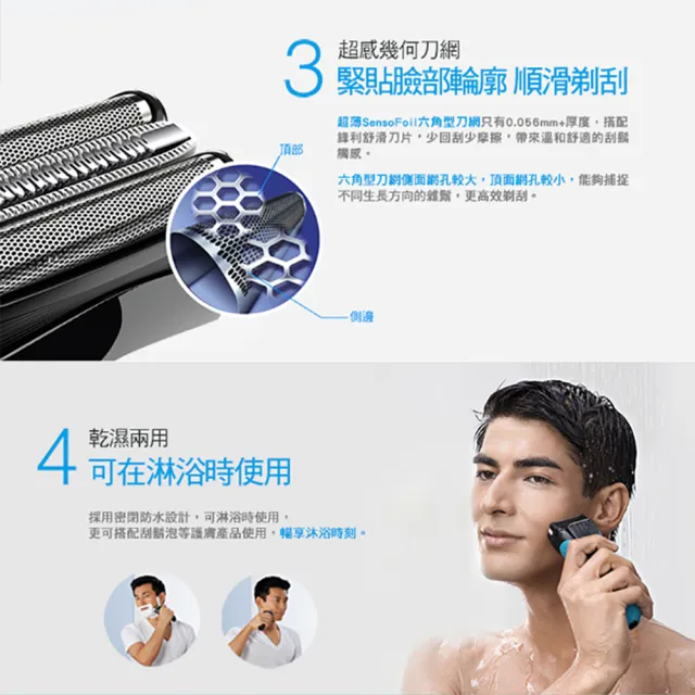 【德國百靈BRAUN】三鋒系列電動刮鬍刀/電鬍刀-藍 3010s(刀頭超值組合)