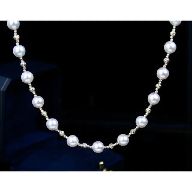 【La Corser】碎星菠蘿珠系列 7.5-8mm 日本 Akoya 滿天星 天然海水珍珠 項鍊 18K金 極光珍珠 鎖骨鏈