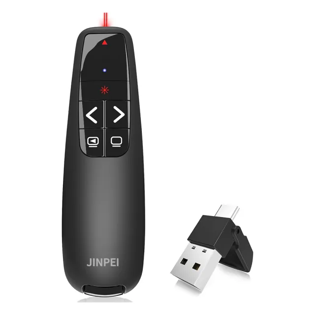 【JINPEI 錦沛】專業雷射簡報筆 簡報遙控器 雷射筆 Type-C & USB-A 雙頭(JL-01B)