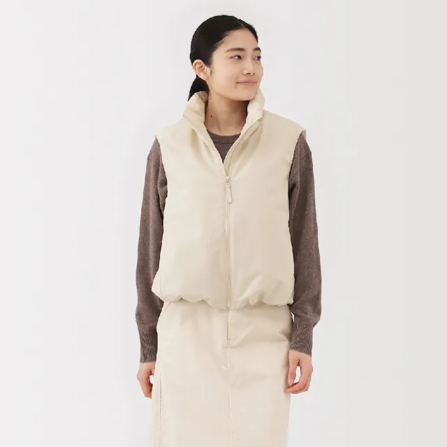 【MUJI 無印良品】女蓬鬆鋪棉背心(黑色/象牙白/卡其綠)