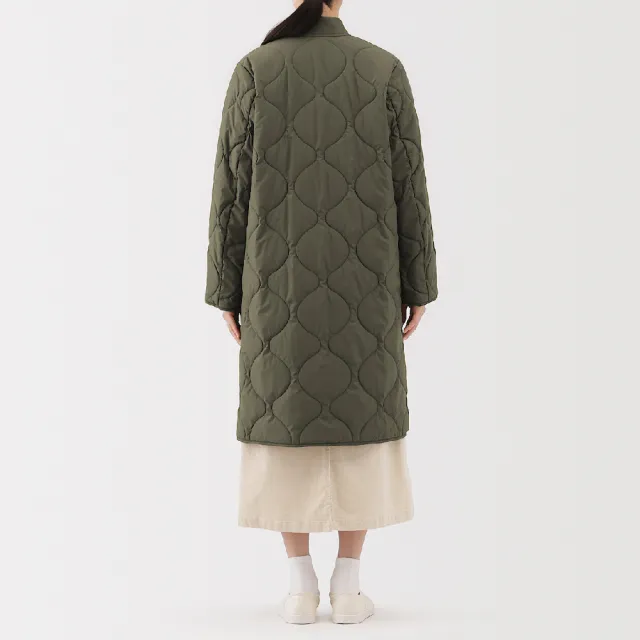 【MUJI 無印良品】女蓬鬆鋪棉刺縫大衣(黑色/深米/卡其綠)