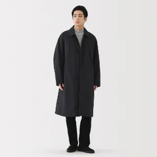 【MUJI 無印良品】男防風撥水加工鋪棉連帽外套(灰銀/黑色)