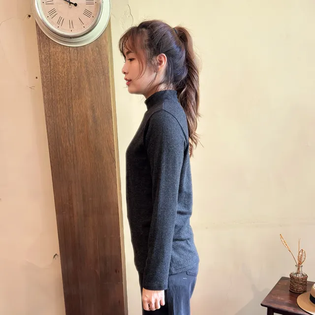 【Hana Mokuba】花木馬日系女裝簡約圓領條紋長袖T恤(T恤)