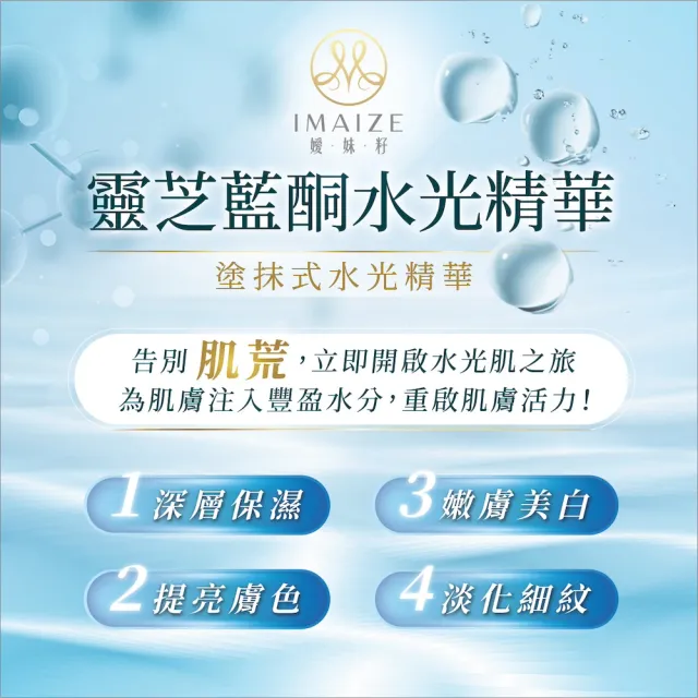 【IMAIZE 嬡妹籽】靈芝藍銅水光精華(高效保濕補水 如10瓶精華 100片面膜 打造煥亮膚質 全膚況適合)