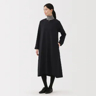 【MUJI 無印良品】女起毛長袖洋裝(深灰/暗藍)