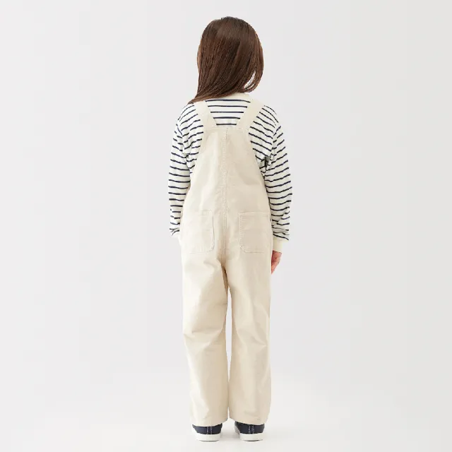 【MUJI 無印良品】兒童彈性燈芯絨吊帶褲(象牙白/深棕)