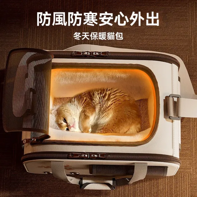 【Quality 聚家】寵物外出包 保暖貓包 透氣寵物包 貓咪背包(44*26*27cm/遮擋卷簾/不塌陷大空間/循環透氣)