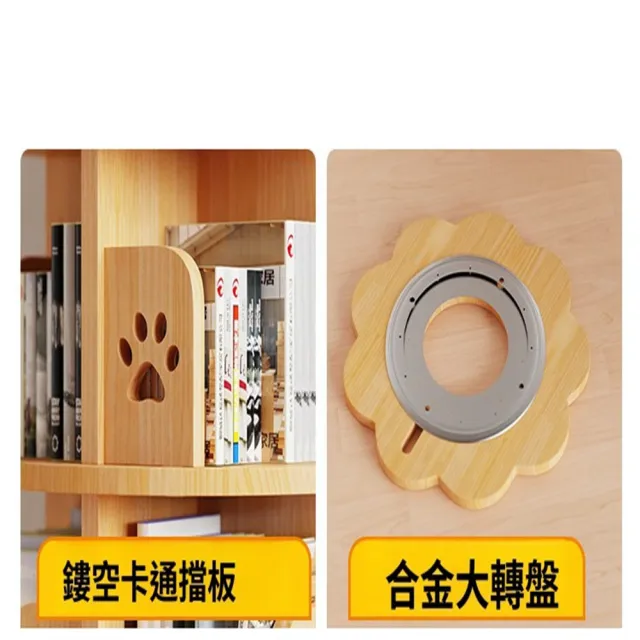 轉收納書架 書籍收納架 書架櫃 書櫃 落地繪本(50*50*169CM 超大容量/360°旋轉)