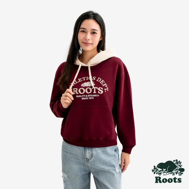 【Roots】Roots女裝- NOUVEAU CLASSIC 連帽上衣(酒紅)