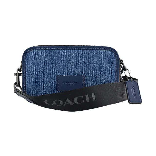 【COACH】WYATT拼接皮革斜背相機包(丹寧布/迷你小款)