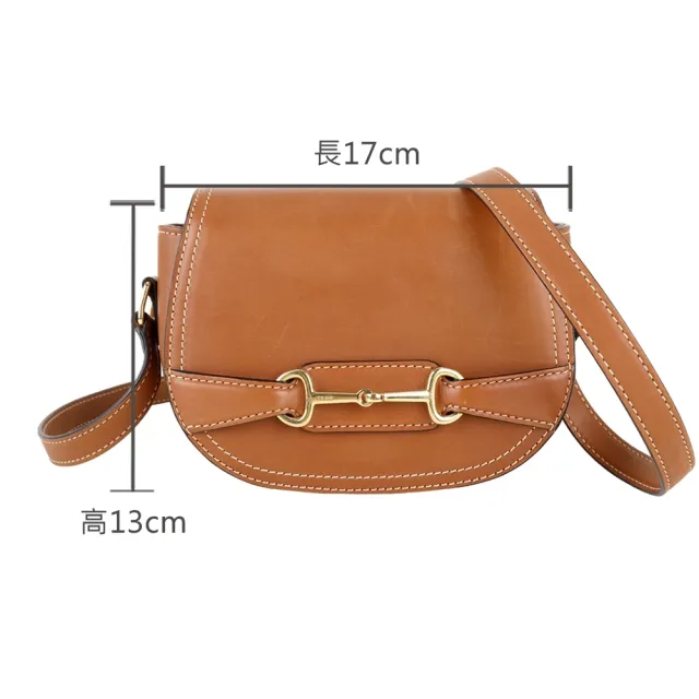 【CELINE】賽琳 Crecy 小型 天然牛皮斜背馬鞍包-黃褐色(斜背包 肩背包 馬鞍包)