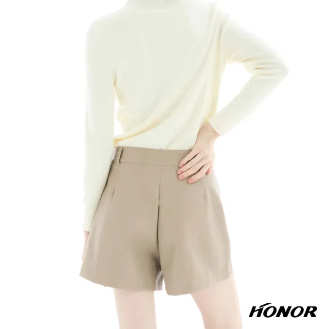 【HONOR 山形屋】出清品 素色百搭單釦皮質短褲-黑/杏(限定出清)
