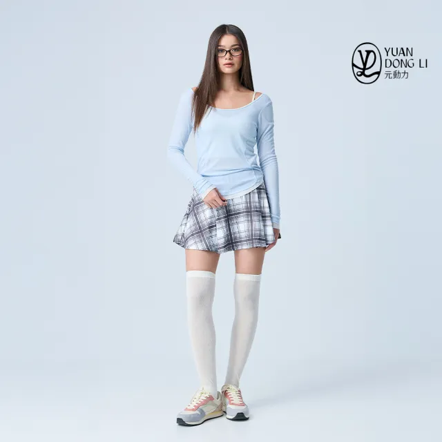 【YUANDONGLI 元動力】美背大U綁帶縲縈修身罩衫(兩色;S-L;4253351608)