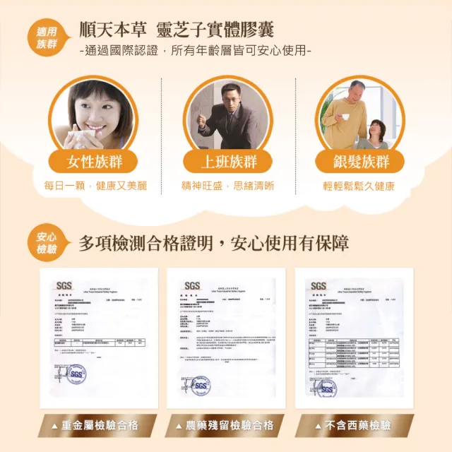 【順天本草】靈芝子實體膠囊 60顆X2盒(純天然靈芝子實體 科學化提煉)