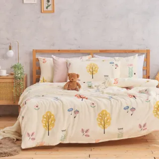 【iHOMI】法蘭絨 雙人四件式兩用被毯床包組 多款任選(毛毯 冬被 床包兩用被)