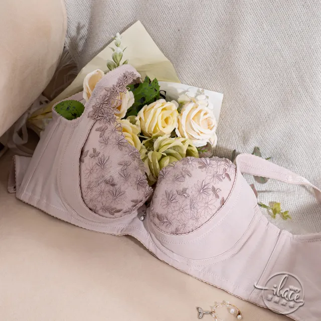 【LADY】向暖敘情系列 刺繡/包覆/機能調整型內衣 B-F罩(奶茶棕)