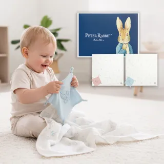 【奇哥官方旗艦】比得兔天絲泡泡紗包巾安撫禮盒 120x120cm(包巾+安撫巾 寶寶新生兒禮 彌月禮 嬰兒禮盒)