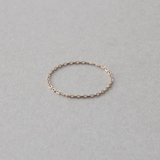 【ete】K18MPG 簡約鏡面切割鍊戒指(粉霧金色)