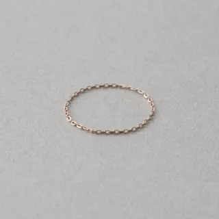 【ete】K18MPG 簡約鏡面切割鍊戒指(粉霧金色)