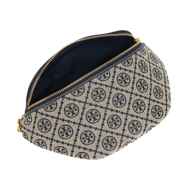 【TORY BURCH】T Monogram 標誌緹花拉鍊腰包(海軍藍)