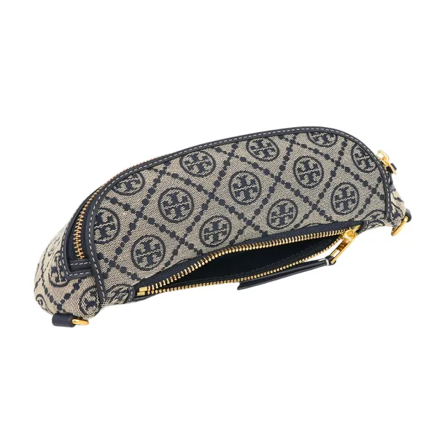 【TORY BURCH】T Monogram 標誌緹花拉鍊腰包(海軍藍)