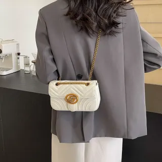 【MoonDy】雙11 鍊帶斜背包 禮物 小方包 鍊帶包 單肩包 女生氣質包 小香風包包 黑色斜背包 白色